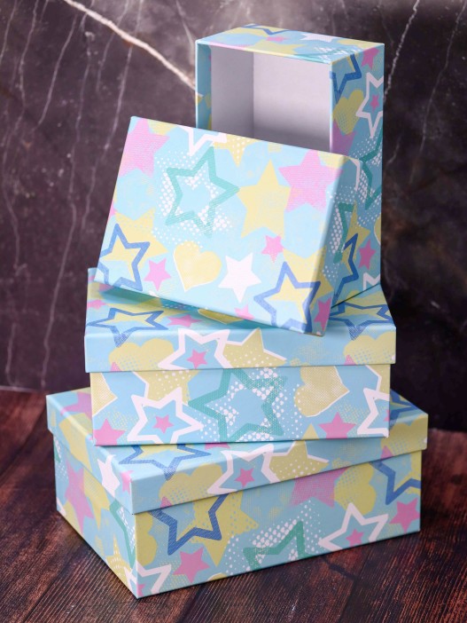 Набор подарочных коробок 3 в 1 «Stars and hearts», 18*12*7-21*14*8.5-23*16*9.5 