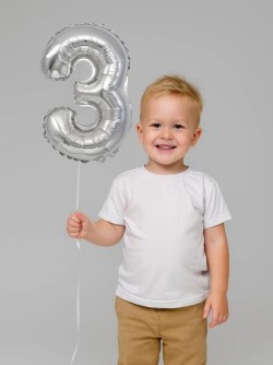 Шар фольгированный "Milestone moments" цифра 3, хром (40 см)