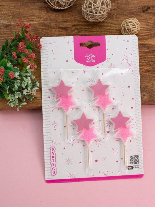 Набор свечей 4 шт. &quot;Star glow&quot;, pink (12 см) 