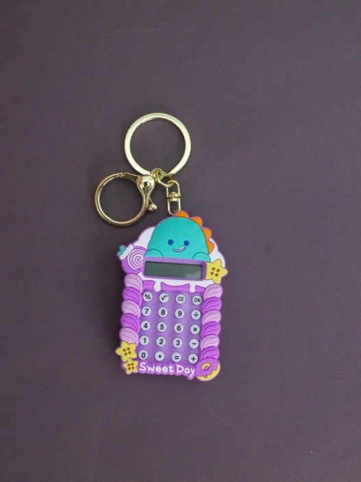 Брелок-калькулятор "Динозавр хулиган", фиолетовый 