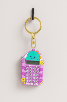 Брелок-калькулятор "Динозавр хулиган", фиолетовый