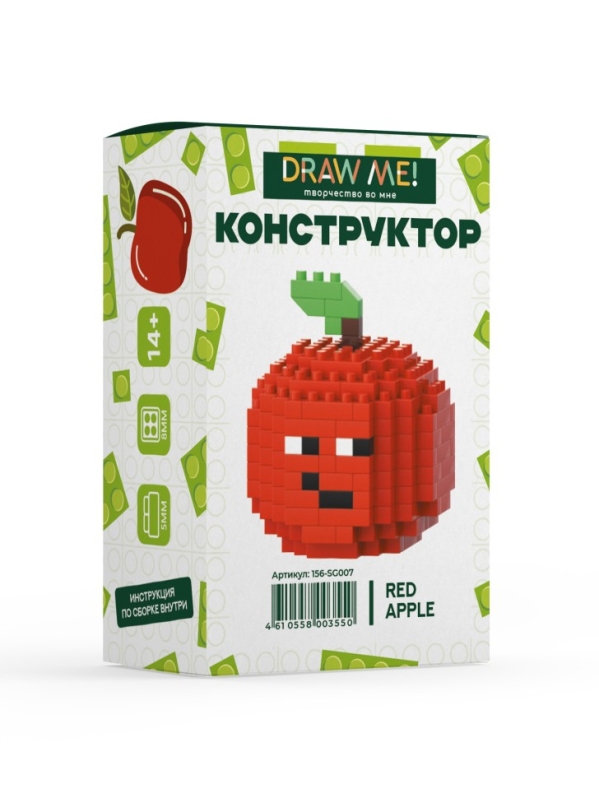 Конструктор Draw Me! "КРАСНОЕ ЯБЛОКО" (156 деталей), 5*5*4 см