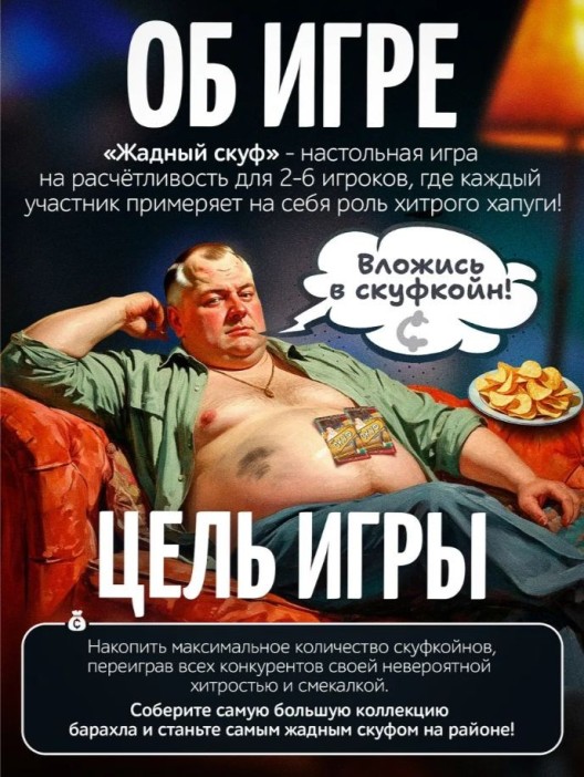 Игра настольная &quot;Жадный скуф&quot;, с карточками 