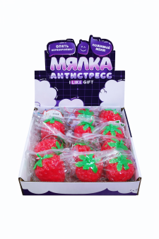 Мялка - антистресс «Жидкая клубника», шоу-бокс 12 шт.