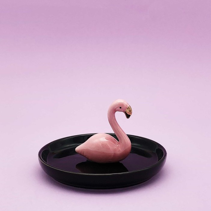 Держатель для украшений "Pink flamingo", black 