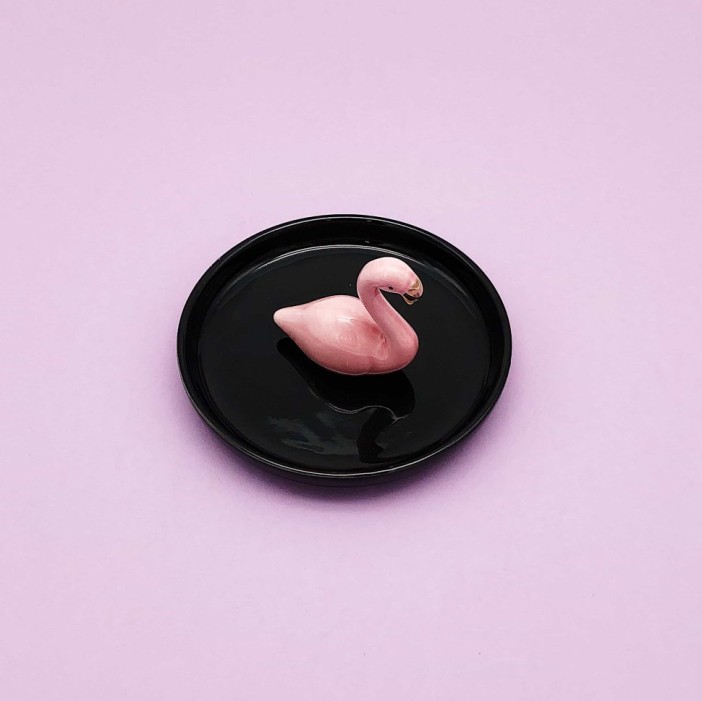Держатель для украшений "Pink flamingo", black 
