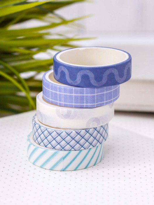 Набор декоративного скотча &quot;Patterns&quot;, blue series, mix 