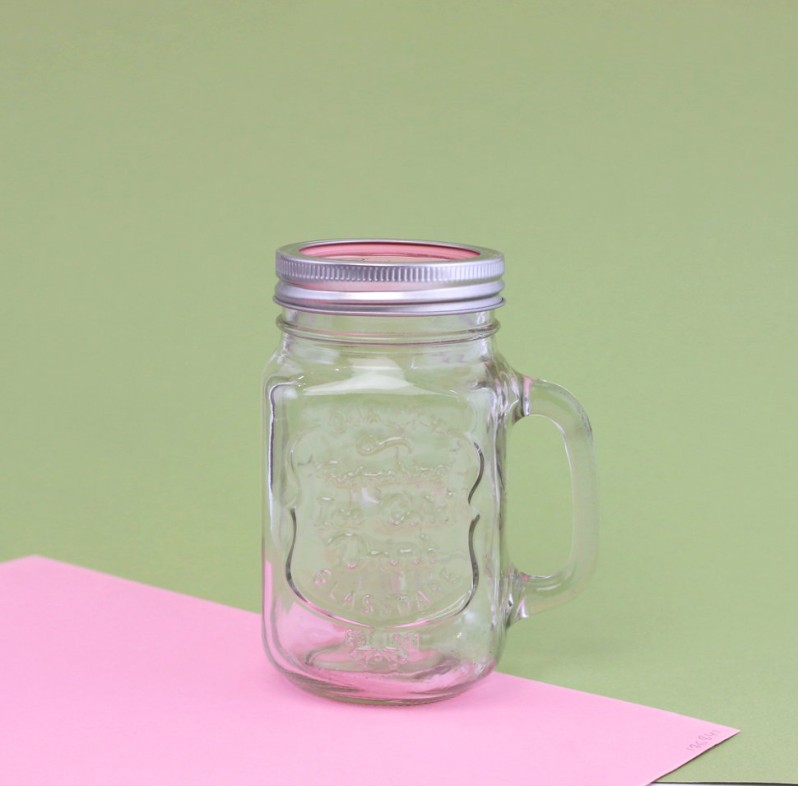 Кружка банка для напитков с трубочкой Bonjours (розовая) 