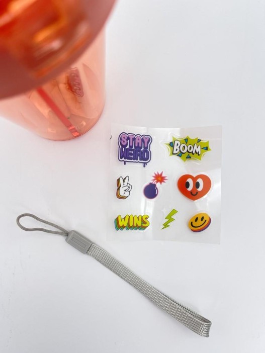 Тамблер с наклейками «Funny bear», red (420 мл) 