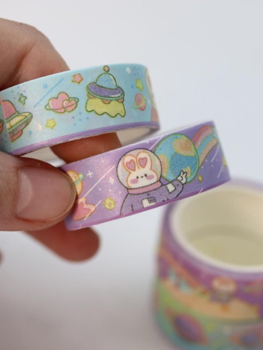 Набор декоративного скотча 5 шт. &quot;Space bunny&quot;, green (1.5см*2м) 