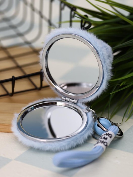Плюшевое раскладное зеркало брелок &quot;Cat&quot;, голубое (7*7 см) 