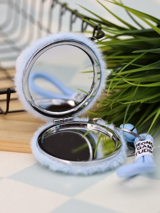 Плюшевое раскладное зеркало брелок &quot;Cat&quot;, голубое (7*7 см) 