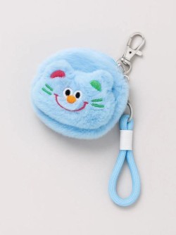 Плюшевое раскладное зеркало брелок "Cat", голубое (7*7 см)