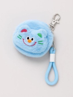Плюшевое раскладное зеркало брелок "Cat", голубое (7*7 см)