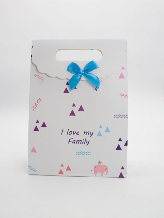 Пакет подарочный (M) &quot;Colorful triangles&quot;, blue (19x 9 x 27) 