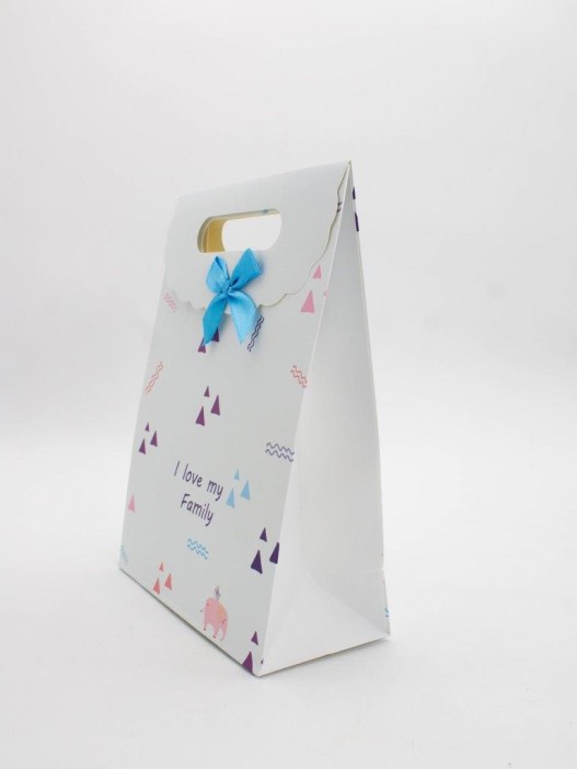 Пакет подарочный (M) &quot;Colorful triangles&quot;, blue (19x 9 x 27) 