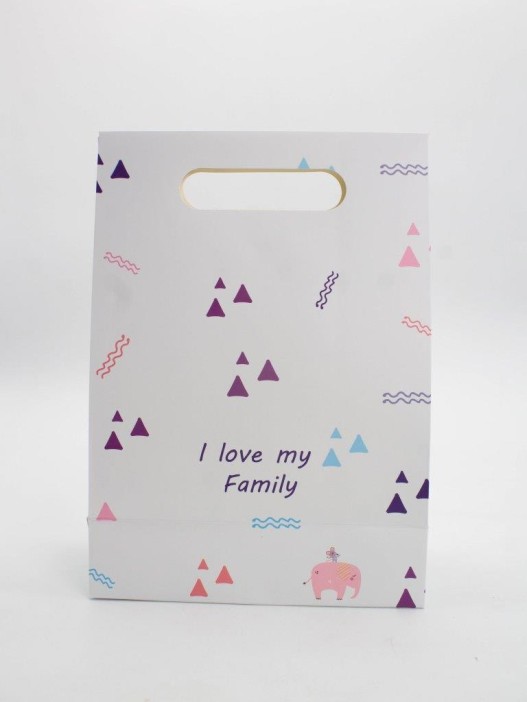 Пакет подарочный (M) &quot;Colorful triangles&quot;, blue (19x 9 x 27) 