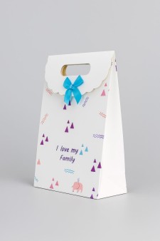 Пакет подарочный (M) "Colorful triangles", blue (19x9x27)