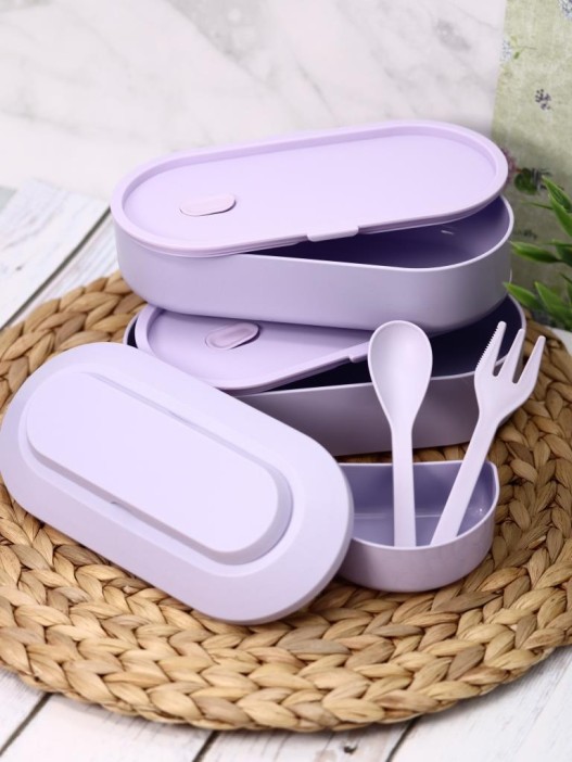 Ланчбокс "Everyday", purple (ложка+вилка) 