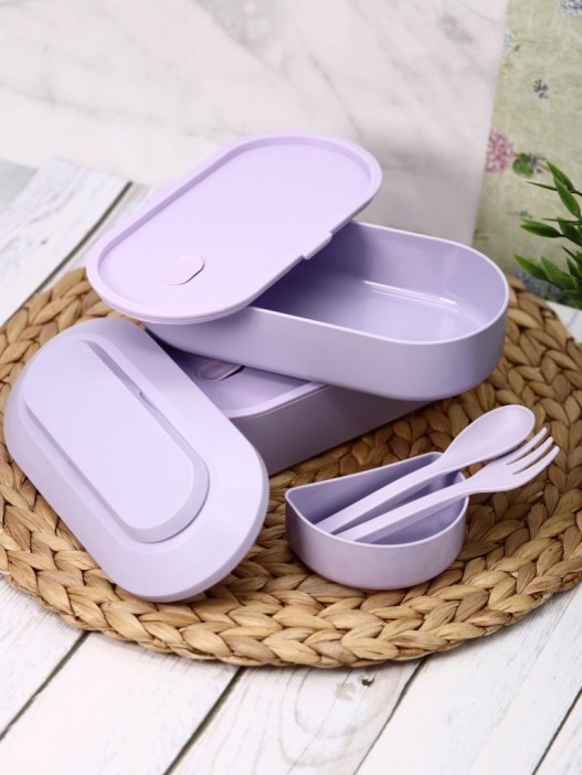 Ланчбокс "Everyday", purple (ложка+вилка) 