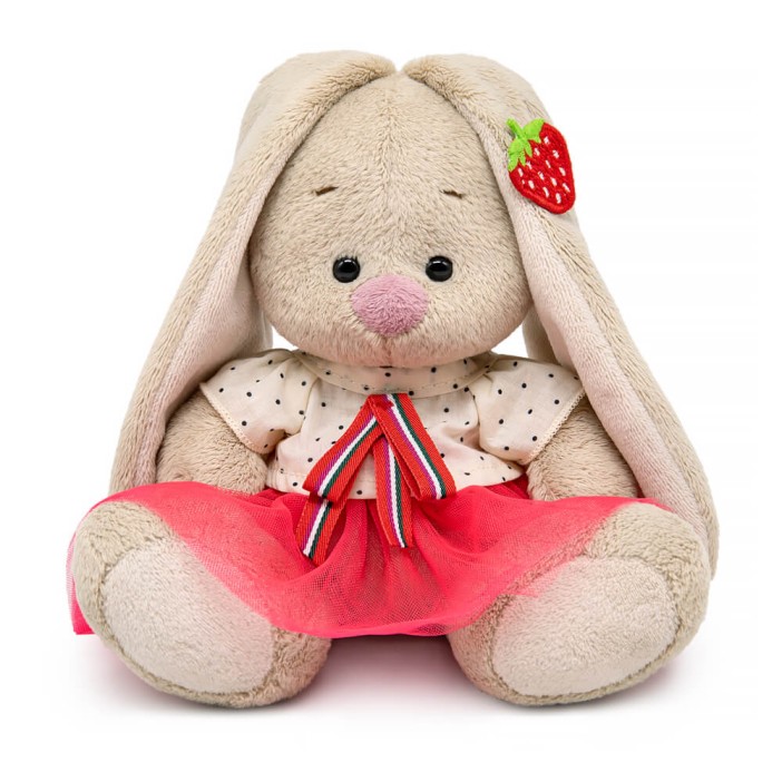 Мягкая игрушка "Зайка Ми в блузке и с земляничкой на ушке (малыш)" (15 см) 