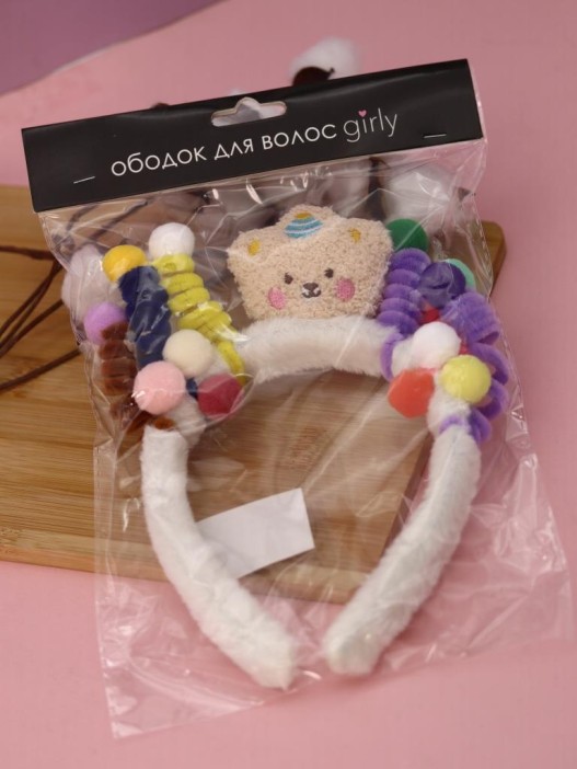 Плюшевый ободок для волос GIRLY &quot; Teddy bear&quot;, white 