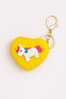 Брелок-кошелек силиконовый с карабином "Единорожка" желтый 6*6 см