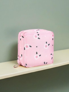 Косметичка "Drawings, flowers", pink (12.5*12.5*6.5)