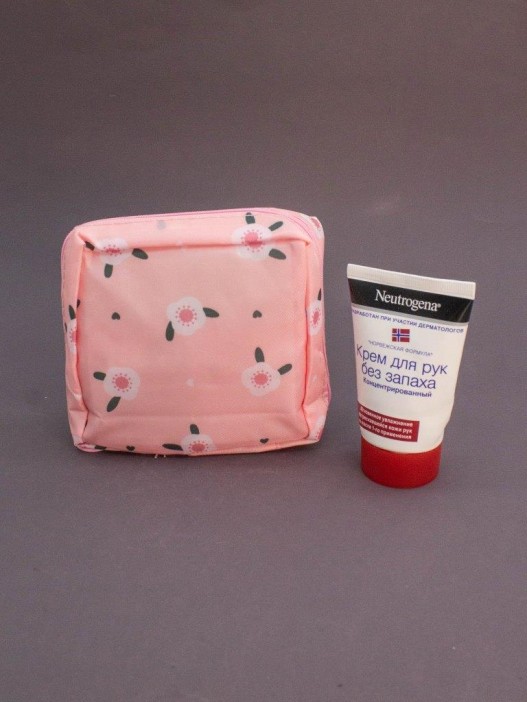 Косметичка "Drawings, flowers", pink (12.5*12.5*6.5) 