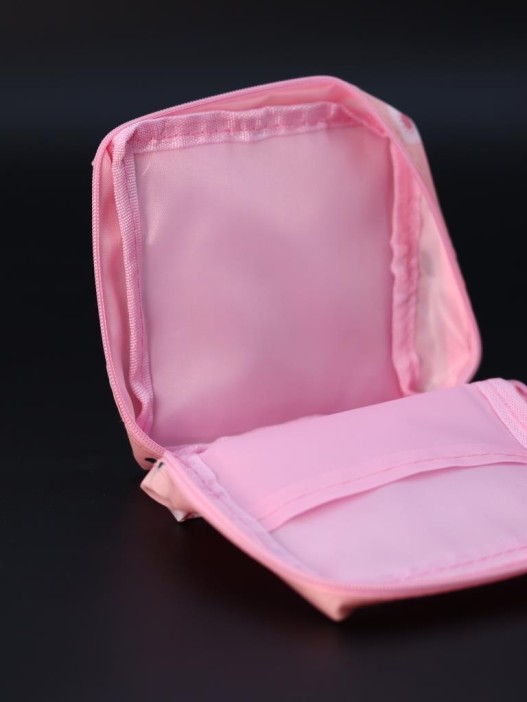 Косметичка "Drawings, flowers", pink (12.5*12.5*6.5) 