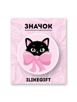 Значок закатной iLikeGift "Котик с бантом"