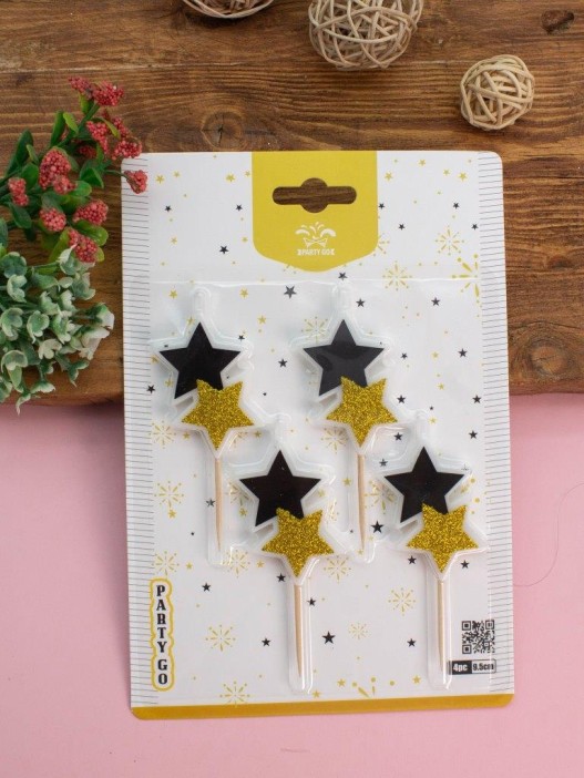 Набор свечей 4 шт. &quot;Star glow&quot;, black (12 см) 