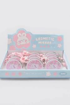 Зеркало-шейкер раскладное с шнурком "Fresh", розовое, шоу-бокс 12 шт.
