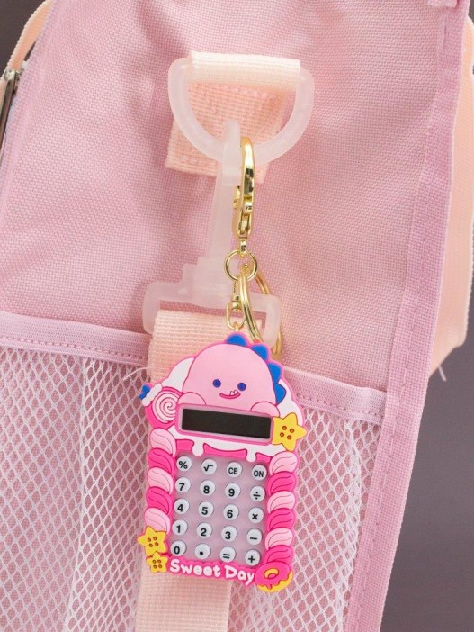 Брелок-калькулятор "Динозавр хулиган", розовый 
