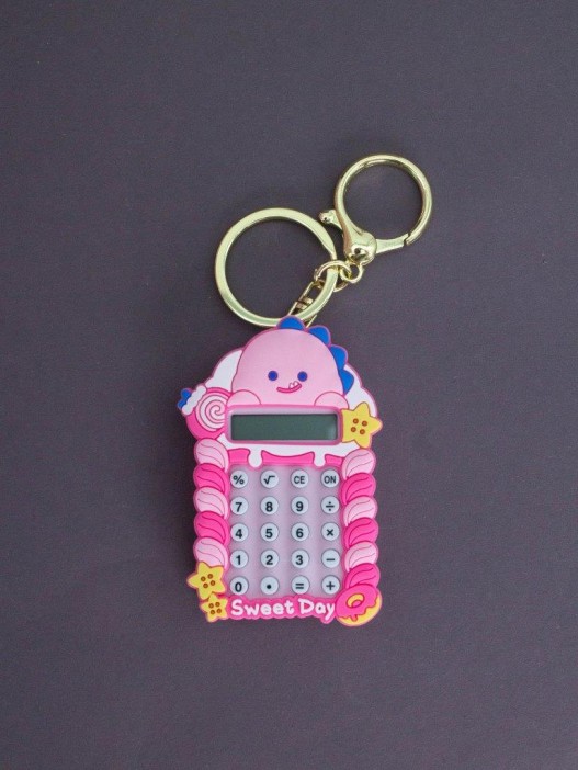 Брелок-калькулятор "Динозавр хулиган", розовый 