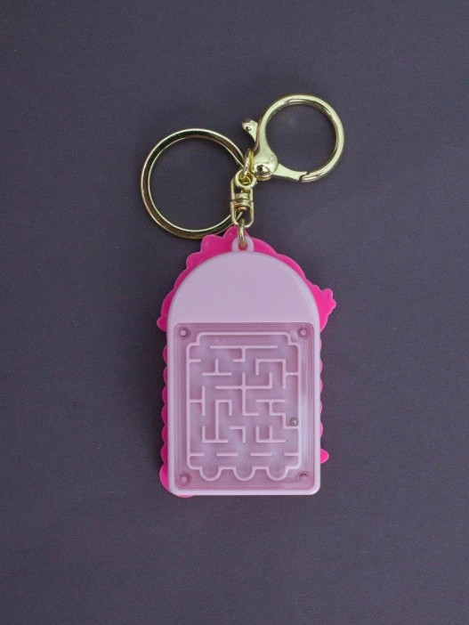 Брелок-калькулятор "Динозавр хулиган", розовый 