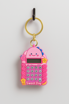 Брелок-калькулятор "Динозавр хулиган", розовый