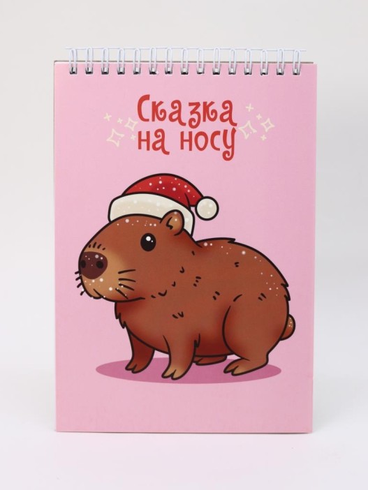 Скетчбук «Новогодняя капибара», 14х20 см,  плотность 100 гр 
