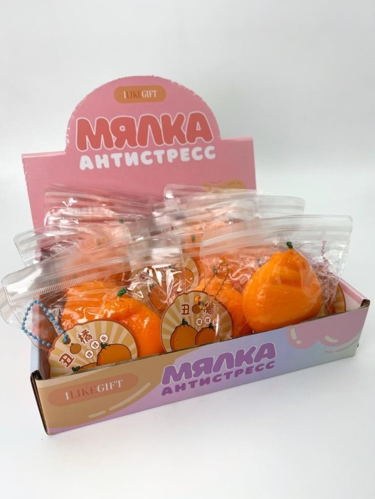 Мялка - антистресс «Orange», шоу-бокс 12 шт. 