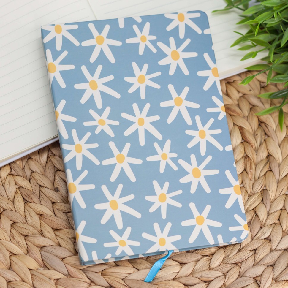 Блокнот (A5) "Paint flowers", blue (14.5*21)
