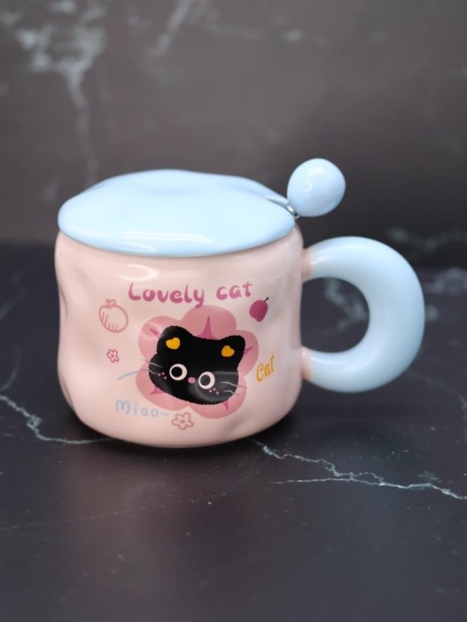 Кружка «Lovely cat, cherry», pink (450 ml) 