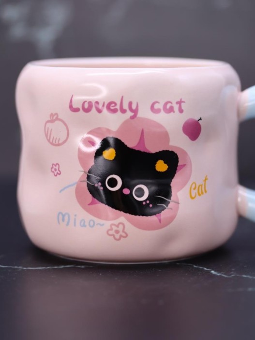 Кружка «Lovely cat, cherry», pink (450 ml) 