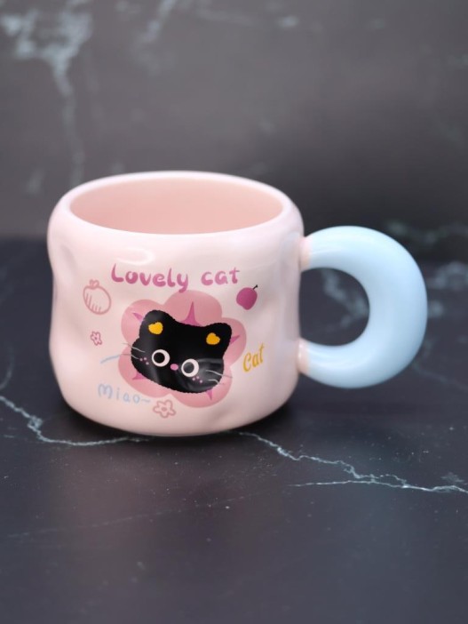 Кружка «Lovely cat, cherry», pink (450 ml) 