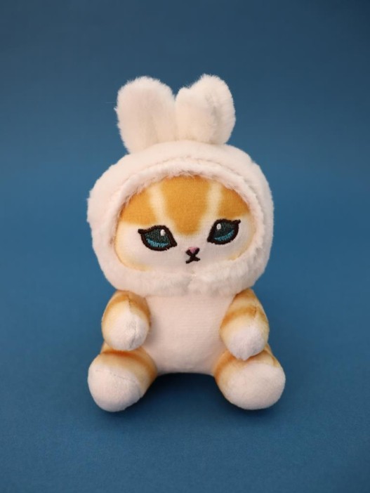 Мягкая игрушка - брелок "Orange cat hare hat", white, 10 см 