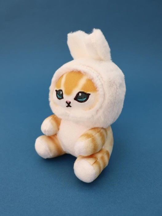 Мягкая игрушка - брелок "Orange cat hare hat", white, 10 см 