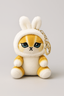 Мягкая игрушка - брелок "Orange cat hare hat", white, 10 см