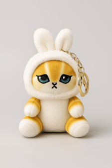 Мягкая игрушка - брелок "Orange cat hare hat", white, 10 см