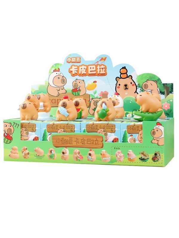 Сувенир в сюрприз-упаковке «Capybara and friends», mix (7,3 см), пластик, шоубокс 8 шт.