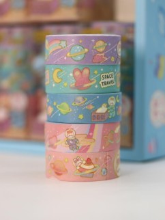 Набор декоративного скотча 5 шт. &quot;Space bunny&quot;, purple (1.5см*2м)