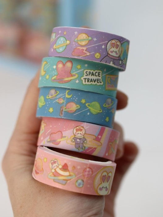 Набор декоративного скотча 5 шт. &quot;Space bunny&quot;, purple (1.5см*2м) 